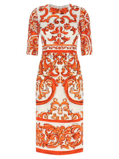 Dolce & Gabbana Orange Seiden-Midikleid