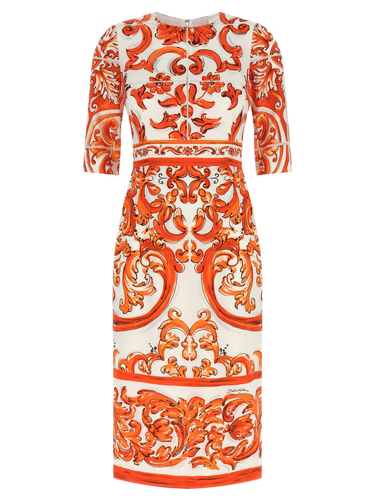 Dolce & Gabbana Orange Seiden-Midikleid