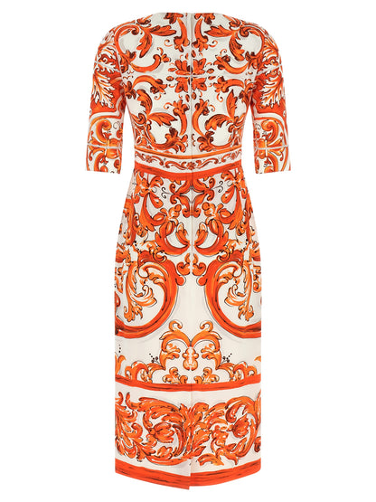 Dolce & Gabbana Orange Seiden-Midikleid