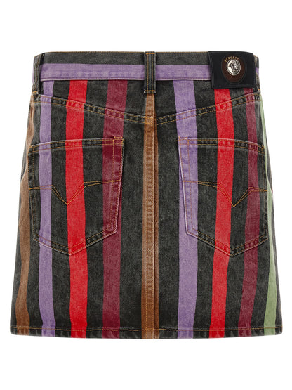 Versace Mehrfarbiger langer Baumwollrock