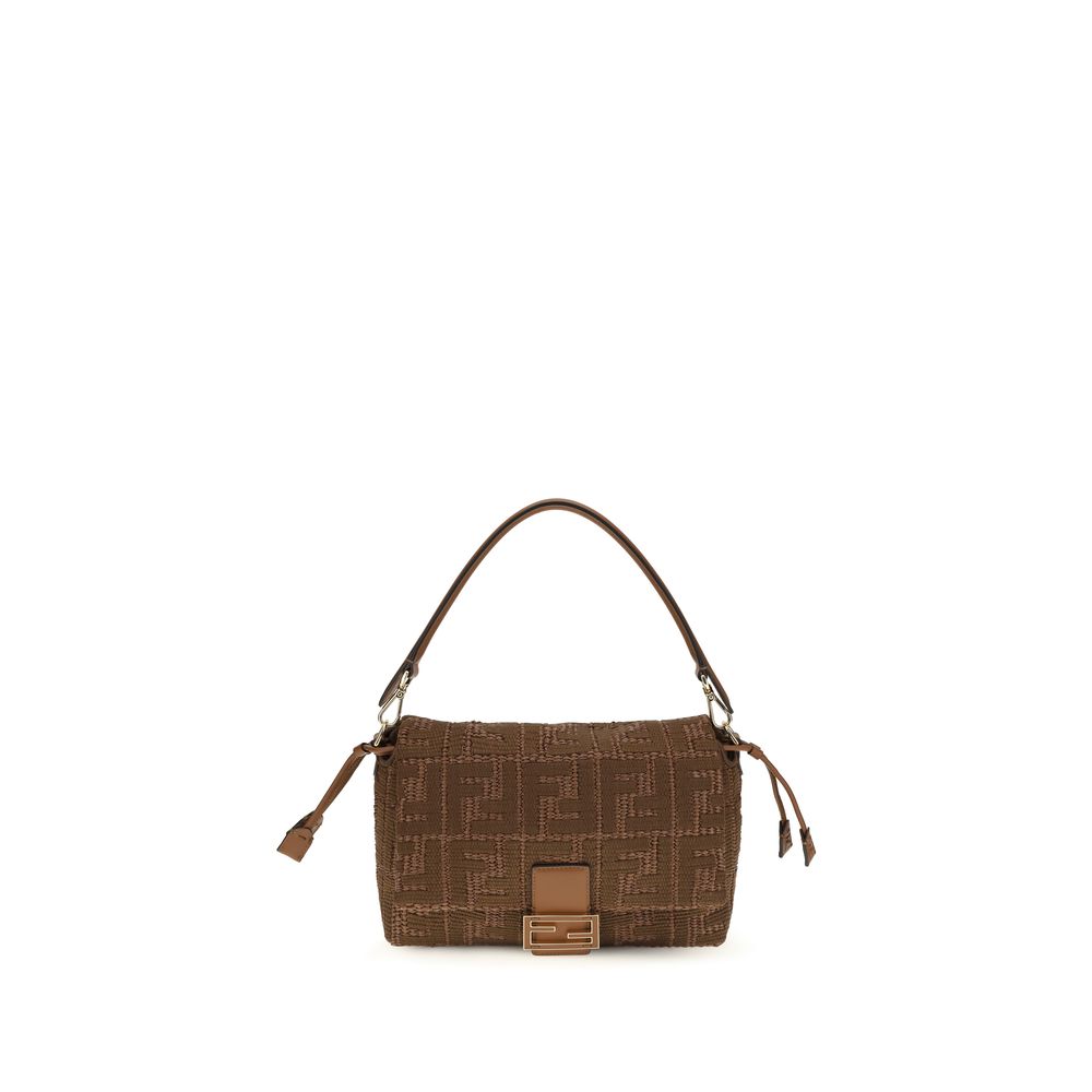 Fendi Braune Raffia-Umhängetasche