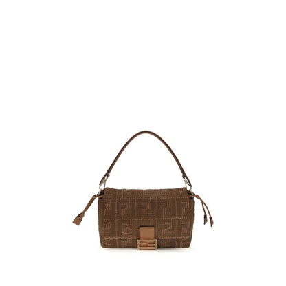 Fendi Braune Raffia-Umhängetasche