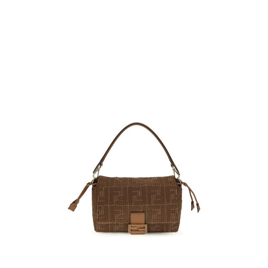 Fendi Braune Raffia-Umhängetasche