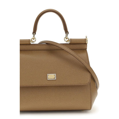 Dolce & Gabbana Beige Kalbsleder Bos Taurus Schultertasche