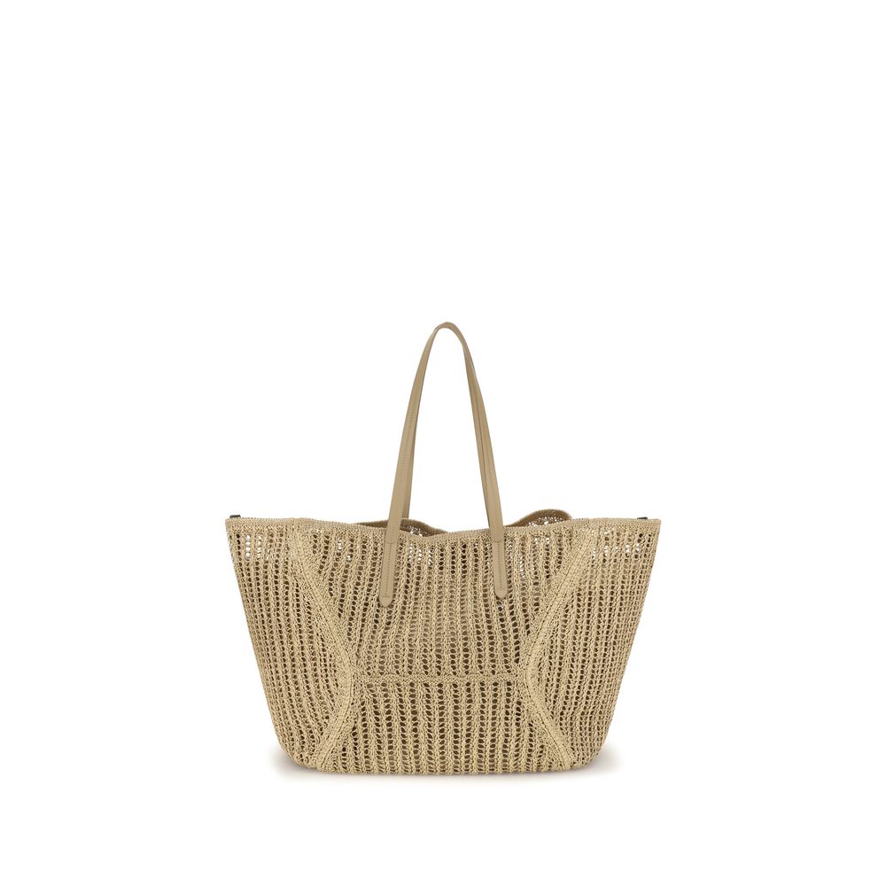 Brunello Cucinelli Beige Raffia Handtasche