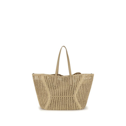 Brunello Cucinelli Beige Raffia Handtasche