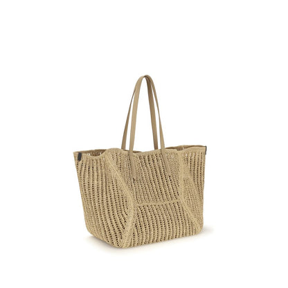 Brunello Cucinelli Beige Raffia Handtasche