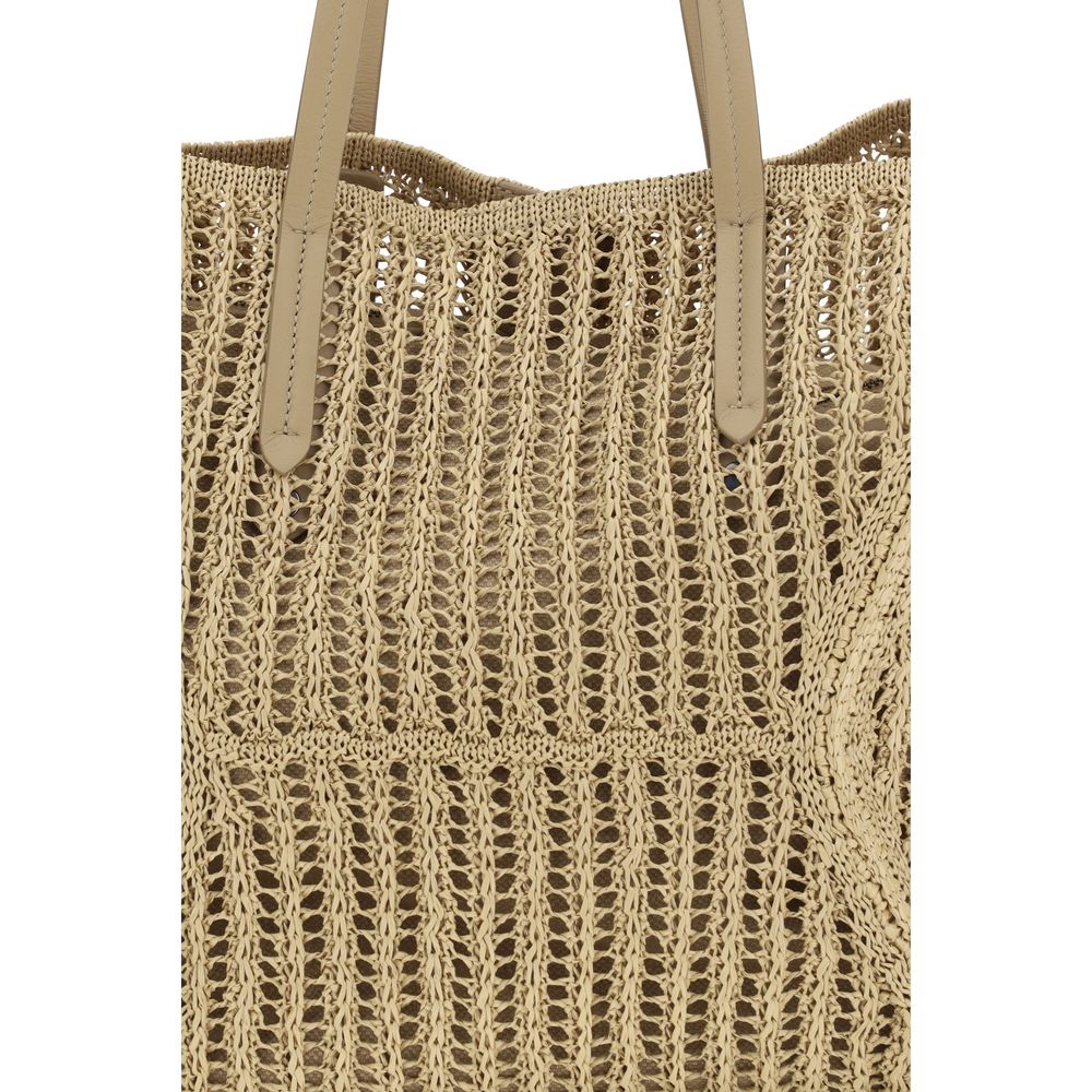 Brunello Cucinelli Beige Raffia Handtasche