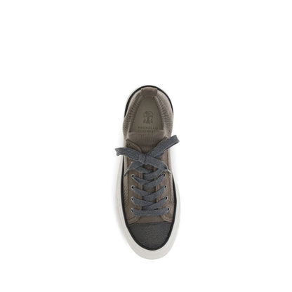 Brunello Cucinelli Braune Low-Top-Sneaker aus Baumwolle