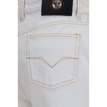Versace Weiße High-Waist-Jeans aus Baumwolle