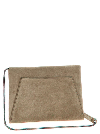 Brunello Cucinelli Graue Clutch aus Kalbsleder