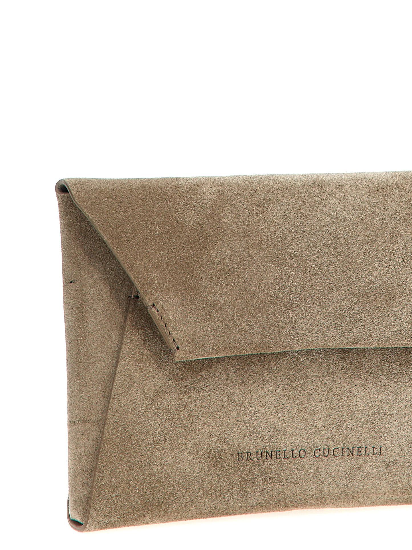 Brunello Cucinelli Graue Clutch aus Kalbsleder