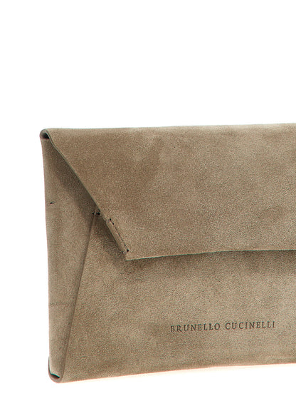 Brunello Cucinelli Graue Clutch aus Kalbsleder
