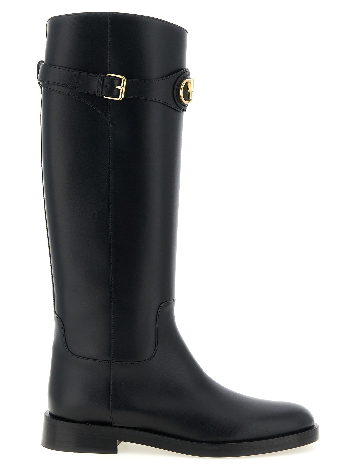 Valentino Garavani Schwarzes Kalbsleder Over-the-Knee