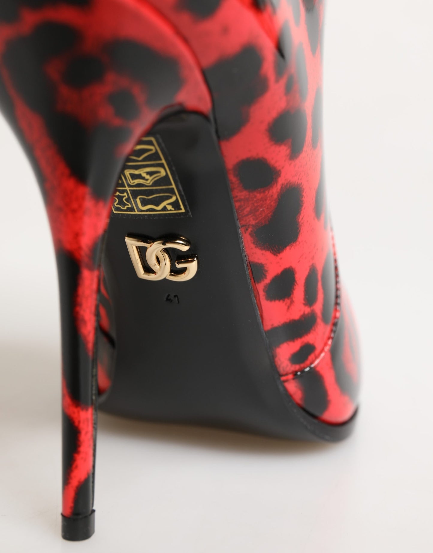 Dolce & Gabbana Rote Leo-Print Cardinale Stiefeletten