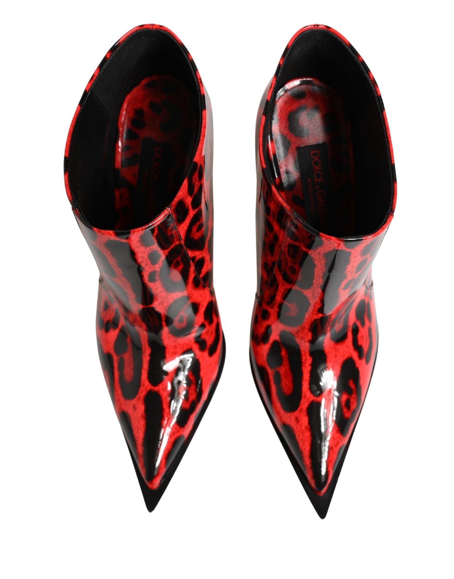 Dolce & Gabbana Rote Leo-Print Cardinale Stiefeletten