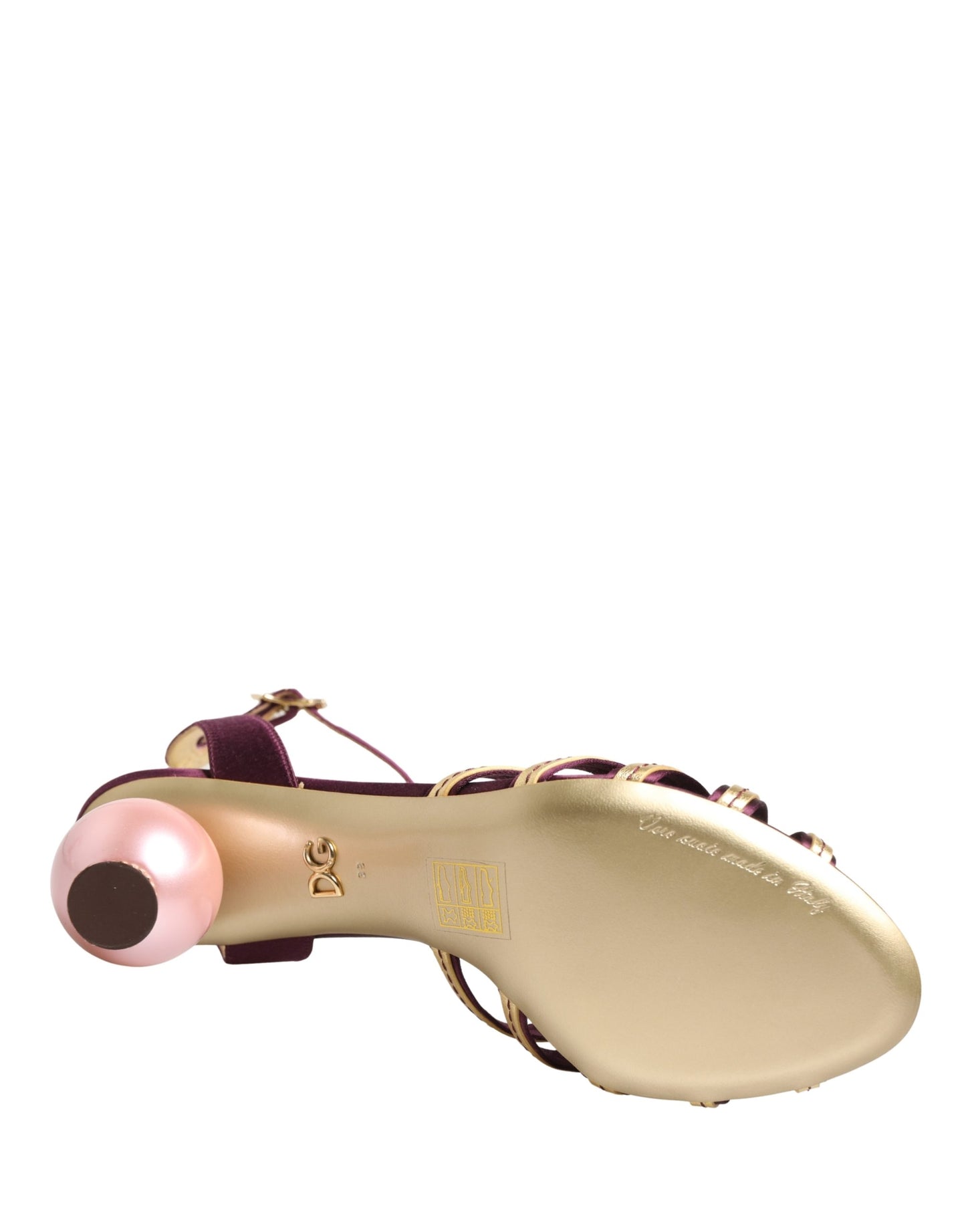 Dolce & Gabbana Lila Goldene Keira Perlenschuhe Sandalen