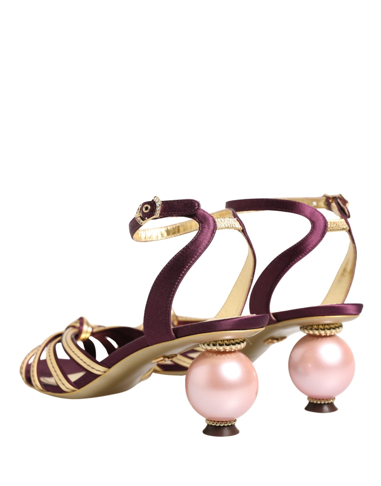 Dolce & Gabbana Lila Goldene Keira Perlenschuhe Sandalen