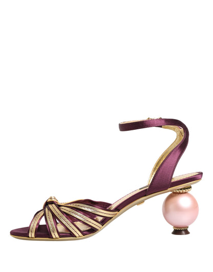 Dolce & Gabbana Lila Goldene Keira Perlenschuhe Sandalen