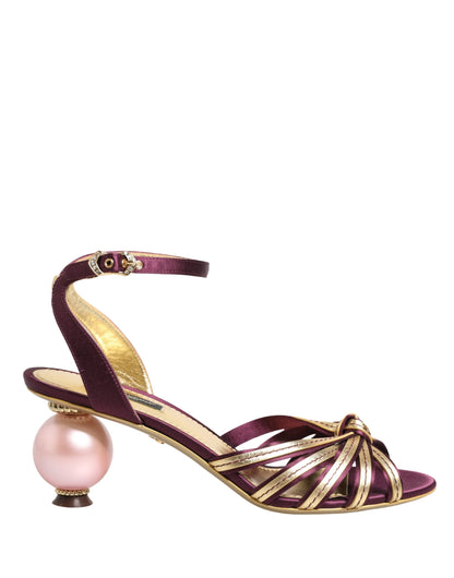 Dolce & Gabbana Lila Goldene Keira Perlenschuhe Sandalen