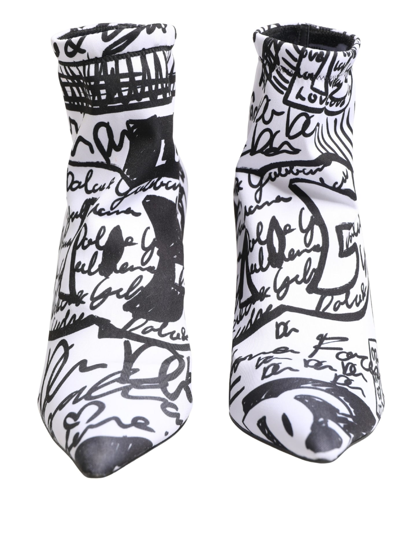 Dolce & Gabbana Weiße Stretch-Stiefeletten mit Graffiti-Print