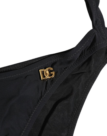 Dolce & Gabbana Schwarzer Badeanzug mit Cut-Out und Logo