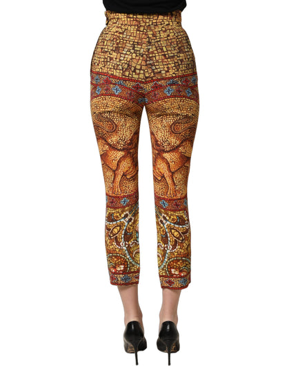 Dolce & Gabbana Gekürzte Hose aus Krepp mit mehrfarbigem Mosaik-Print