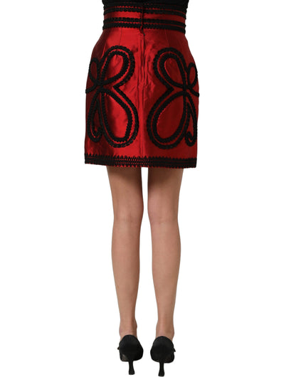 Dolce & Gabbana Roter Soutache-Stickerei A-Linien-Minirock