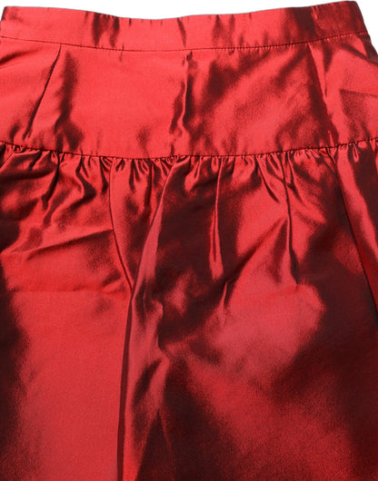 Dolce & Gabbana Roter Seiden-Satin-Minirock mit Ballon-Silhouette und hoher Taille