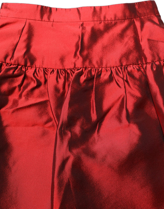 Dolce & Gabbana Roter Seiden-Satin-Minirock mit Ballon-Silhouette und hoher Taille