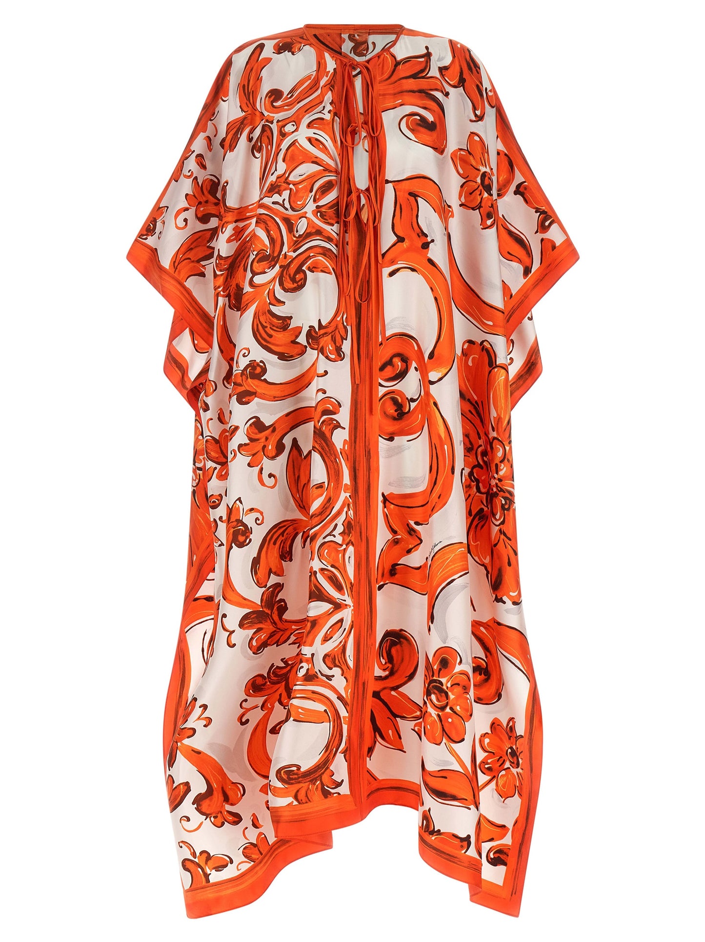 Dolce & Gabbana Orangefarbenes Seiden-Maxikleid