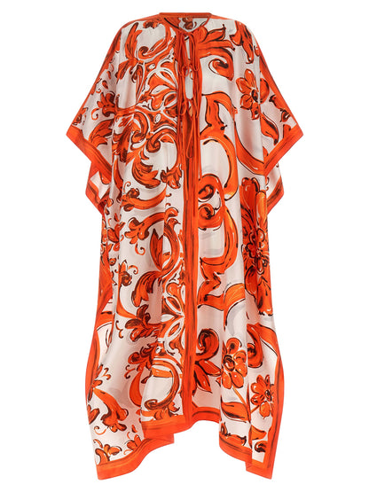 Dolce & Gabbana Orangefarbenes Seiden-Maxikleid