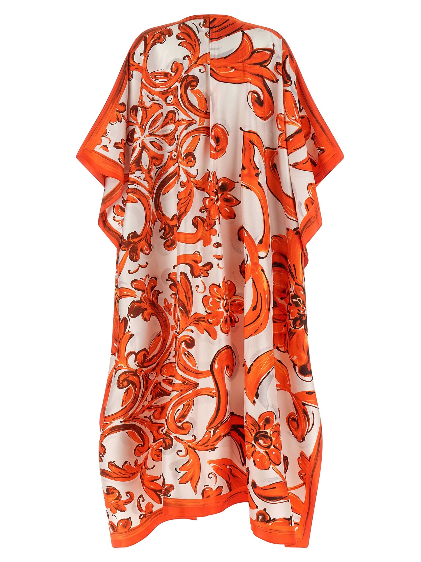 Dolce & Gabbana Orangefarbenes Seiden-Maxikleid