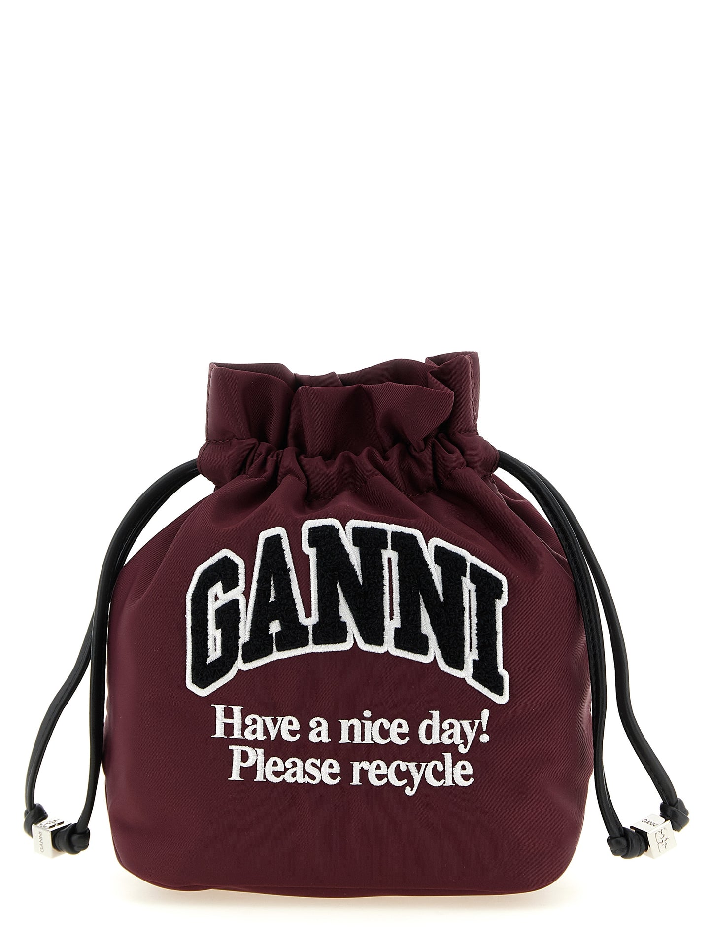 Ganni Clutch Bag aus recyceltem Polyamid in Bordeaux