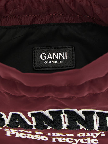 Ganni Clutch Bag aus recyceltem Polyamid in Bordeaux