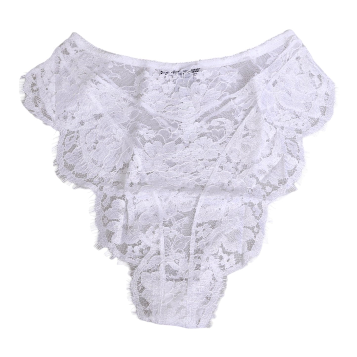 Dolce & Gabbana Weiße Panty mit floraler Spitze, tiefem Bund