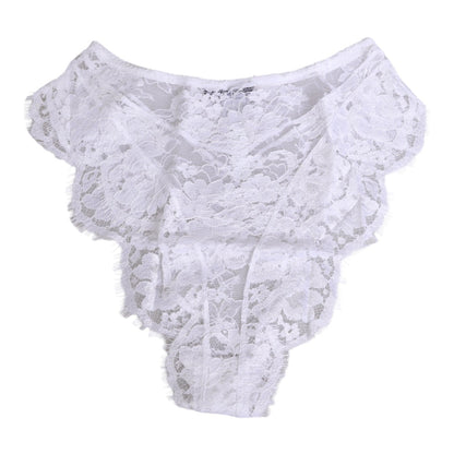 Dolce & Gabbana Weiße Panty mit floraler Spitze, tiefem Bund