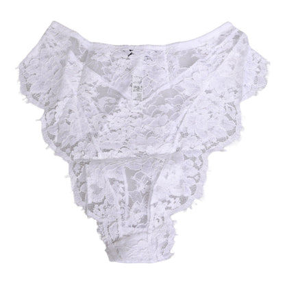 Dolce & Gabbana Weiße Panty mit floraler Spitze, tiefem Bund