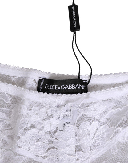 Dolce & Gabbana Weiße Panty mit floraler Spitze, tiefem Bund