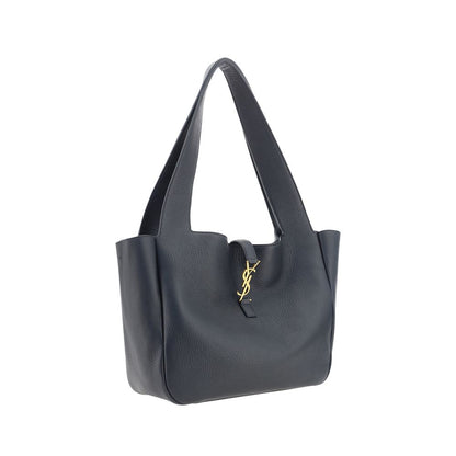Saint Laurent Schwarze Bos Taurus Kalbsleder Schultertasche