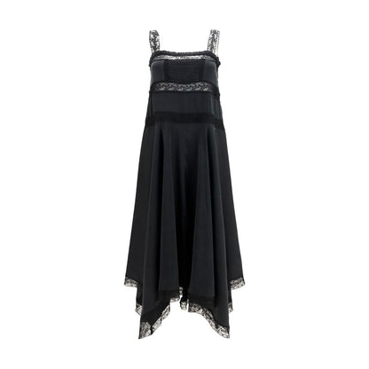 Ganni Schwarzes Seiden-Cocktailkleid