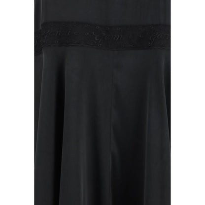 Ganni Schwarzes Seiden-Cocktailkleid