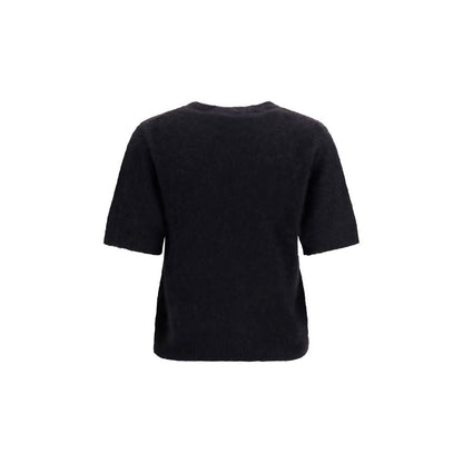 Ganni Schwarzes T-Shirt aus Alpaka Vicugna Pacos