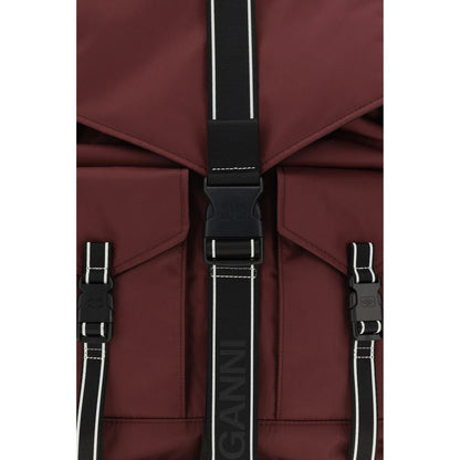 Ganni Rucksack aus recyceltem Polyamid in Bordeaux