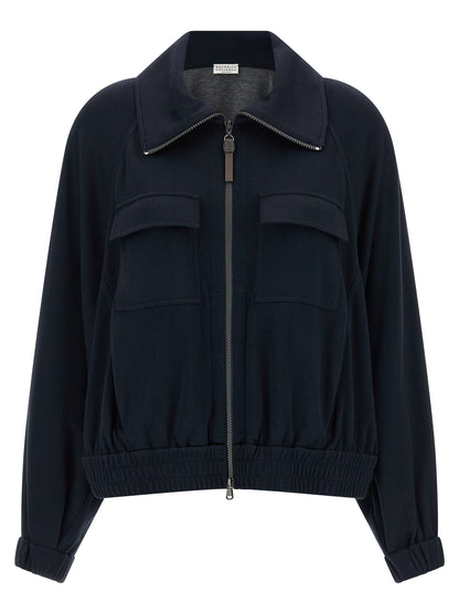 Brunello Cucinelli Blauer Baumwoll-Bomber