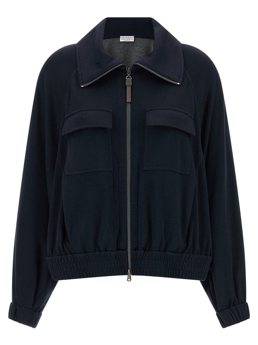 Brunello Cucinelli Blauer Baumwoll-Bomber
