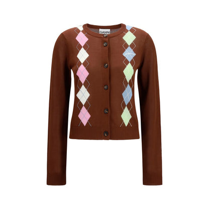 Ganni Brauner Baumwollcardigan