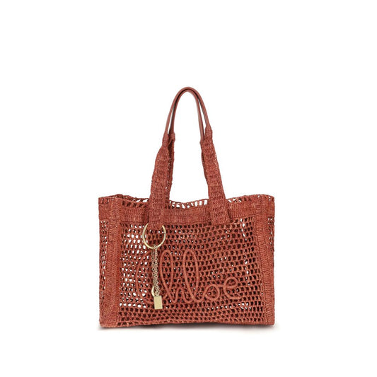 Chloé Braune Raffia-Umhängetasche