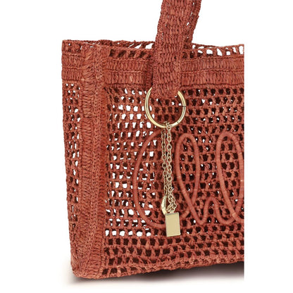 Chloé Braune Raffia-Umhängetasche