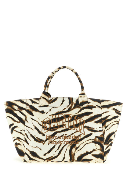 Ganni Beige Shopper aus recycelter Baumwolle